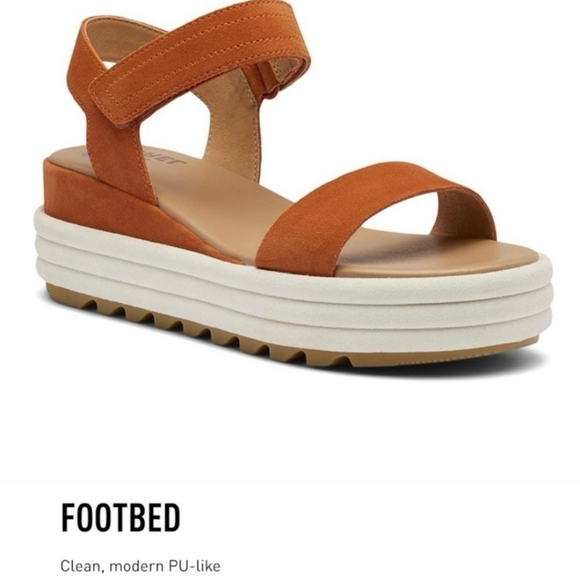 SOREL Cameron Flatform Suede Sports Sandals-Desert Sun & Chalk- Women’s Size 8.5 - Picture 12 of 12